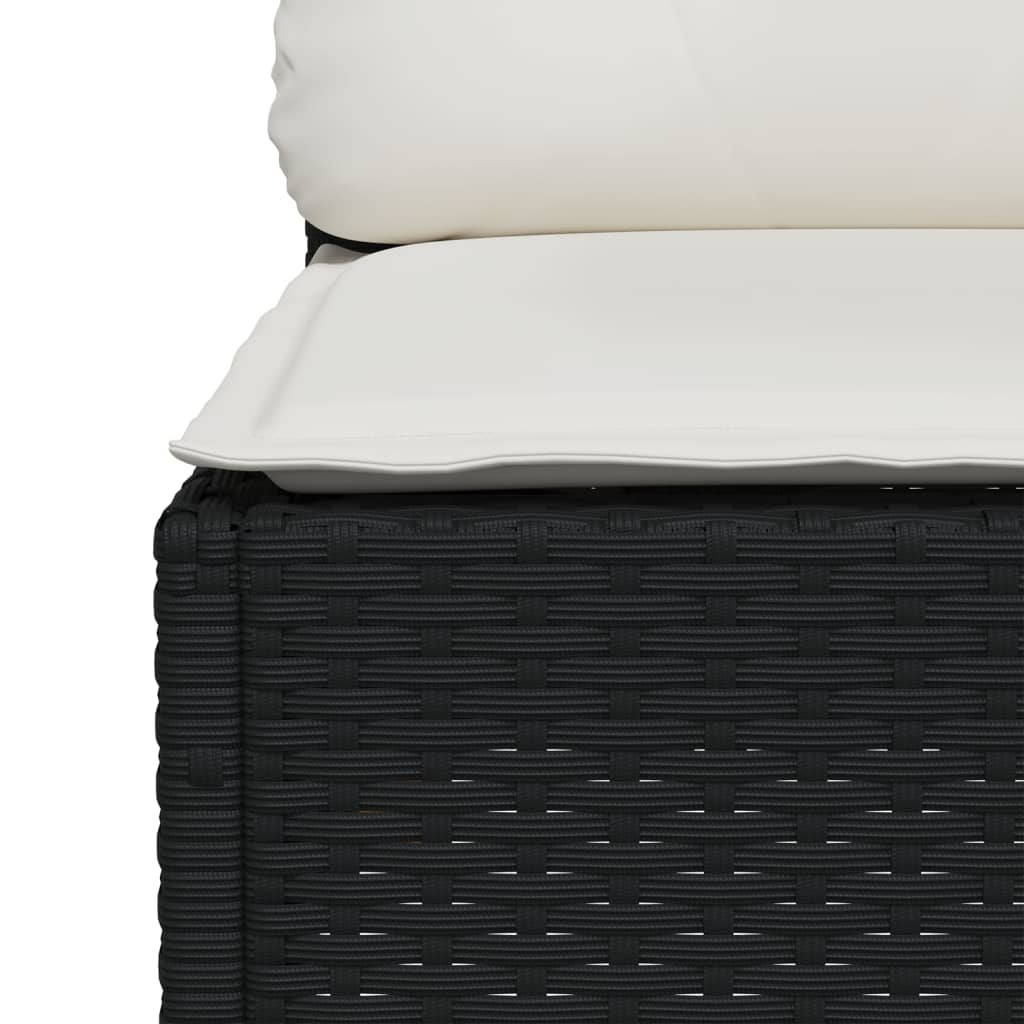 5 részes fekete polyrattan kerti kanapészett párnákkal 5