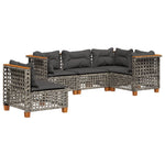 5 részes szürke polyrattan kerti ülőgarnitúra párnákkal 2