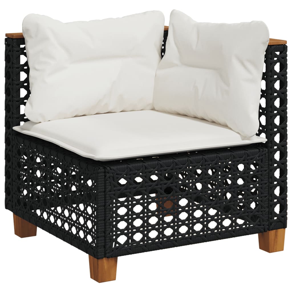 8 részes fekete polyrattan kerti ülőgarnitúra párnákkal 3