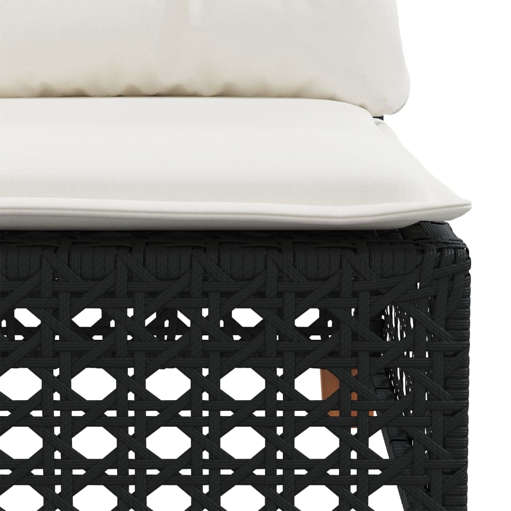 8 részes fekete polyrattan kerti ülőgarnitúra párnákkal 7