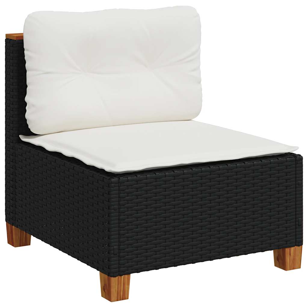 6 részes fekete polyrattan kerti ülőgarnitúra párnákkal 3