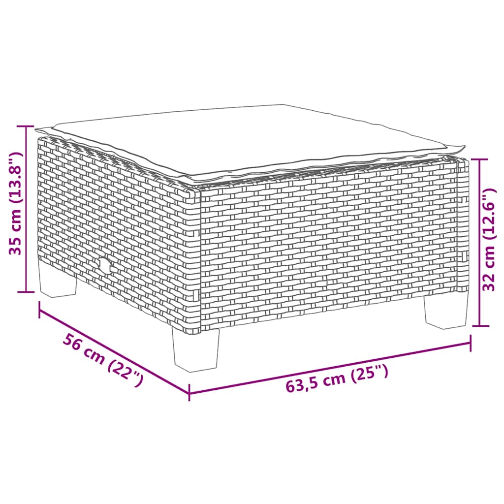 6 részes fekete polyrattan kerti ülőgarnitúra párnákkal 12
