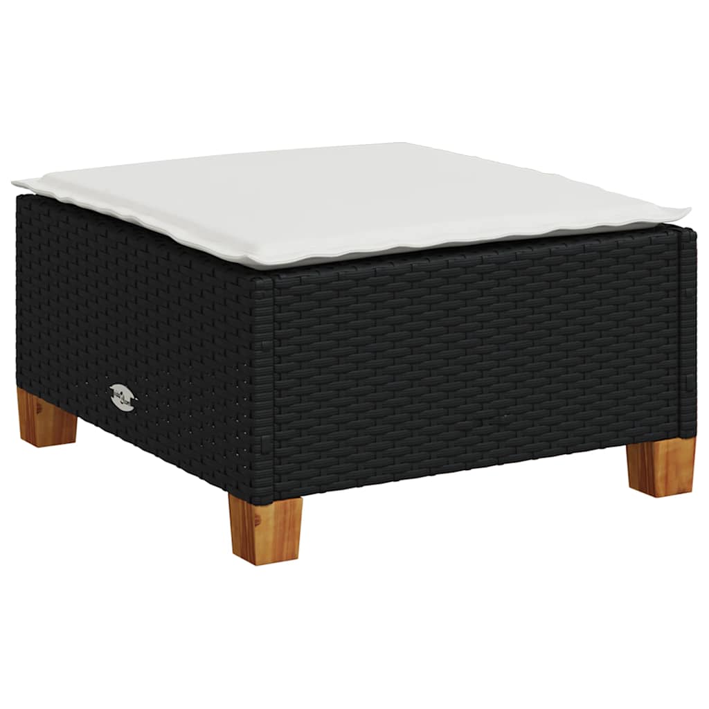 6 részes fekete polyrattan kerti ülőgarnitúra párnákkal 4