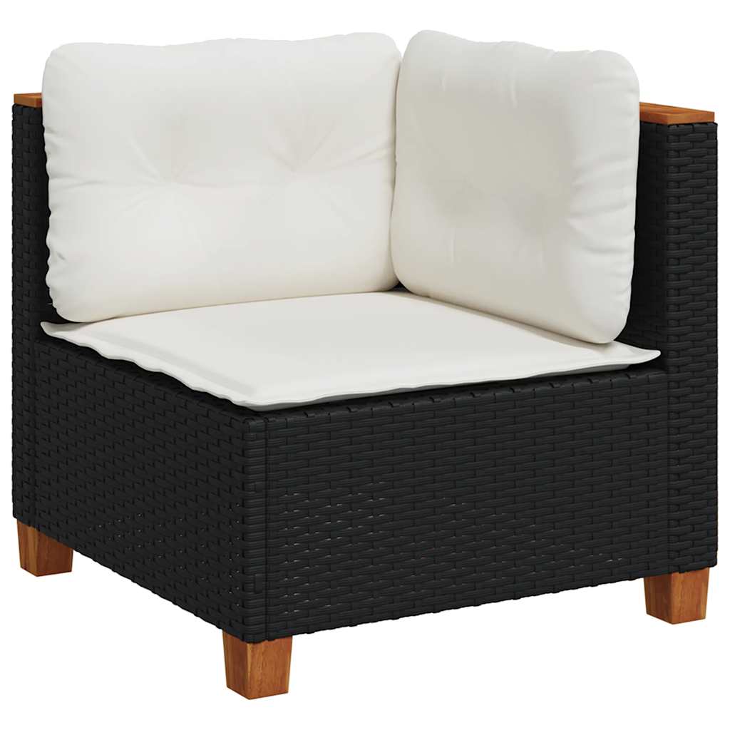 6 részes fekete polyrattan kerti ülőgarnitúra párnákkal 5
