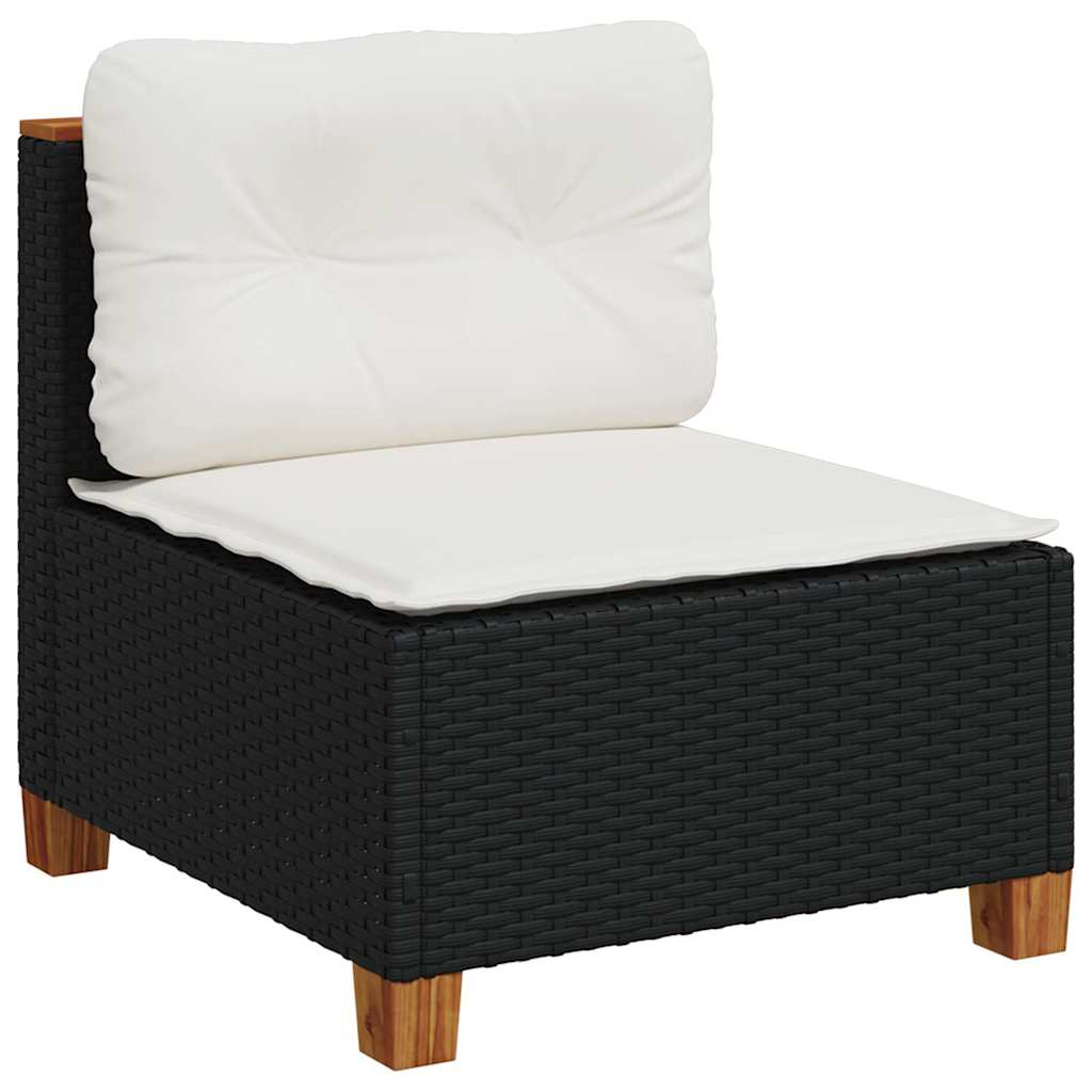 8 részes fekete polyrattan kerti ülőgarnitúra párnákkal 3