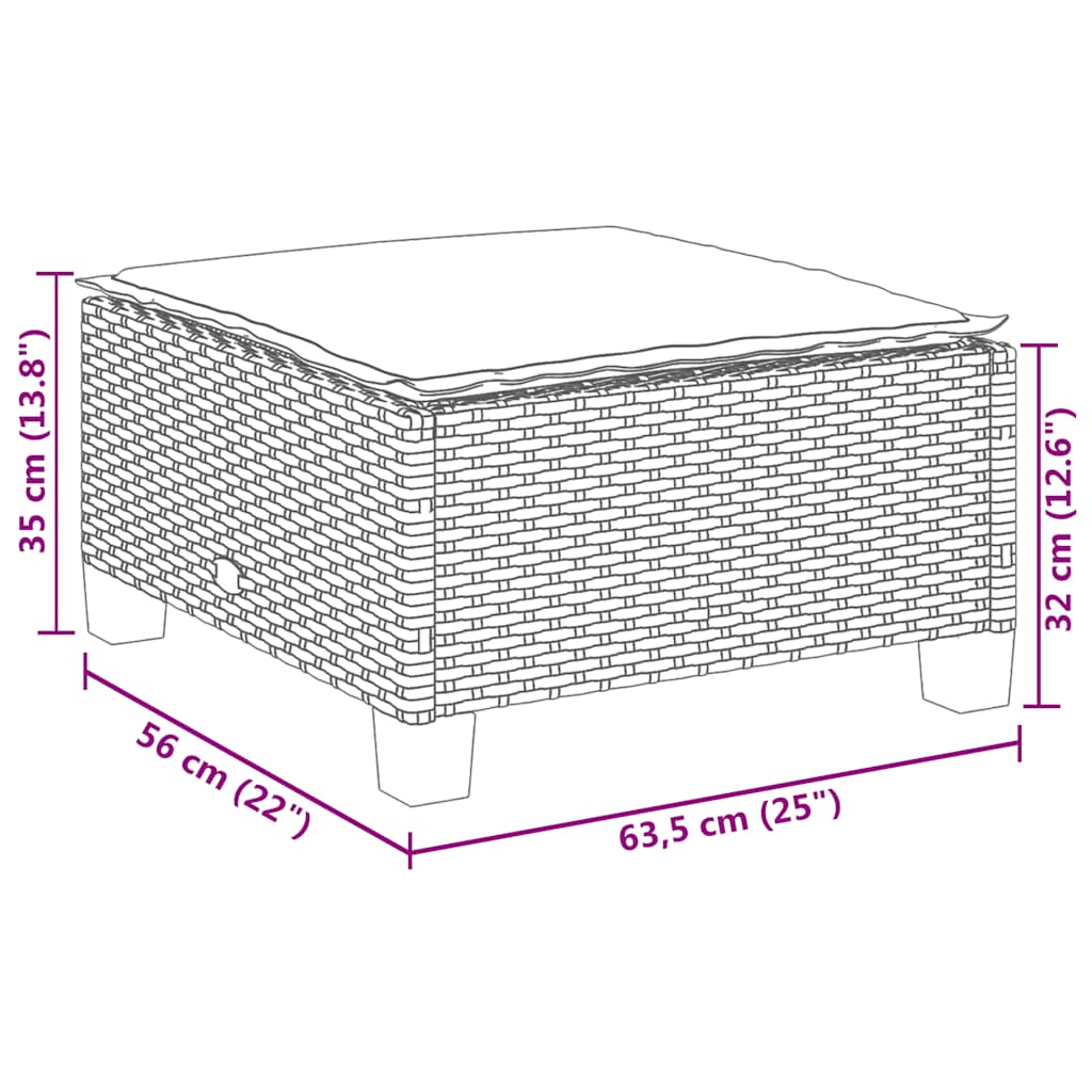 8 részes fekete polyrattan kerti ülőgarnitúra párnákkal 12