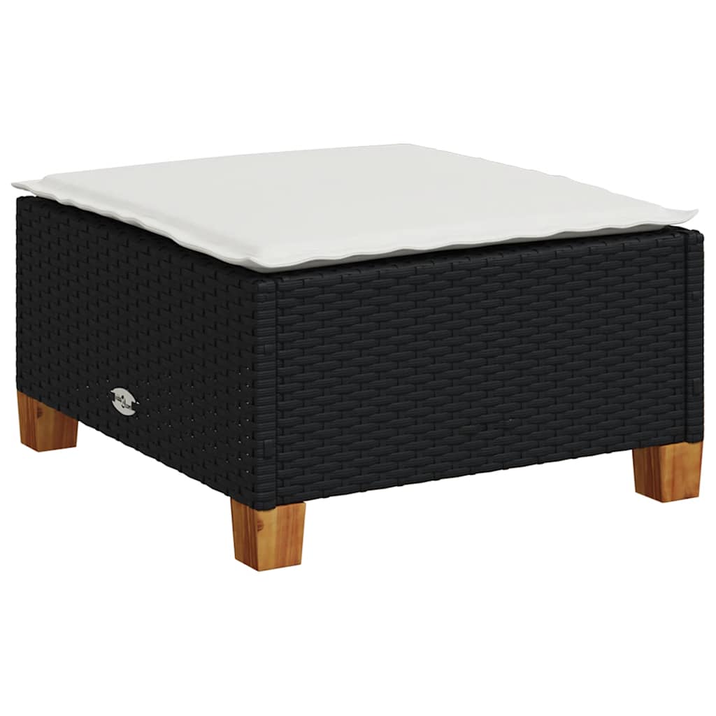 8 részes fekete polyrattan kerti ülőgarnitúra párnákkal 4