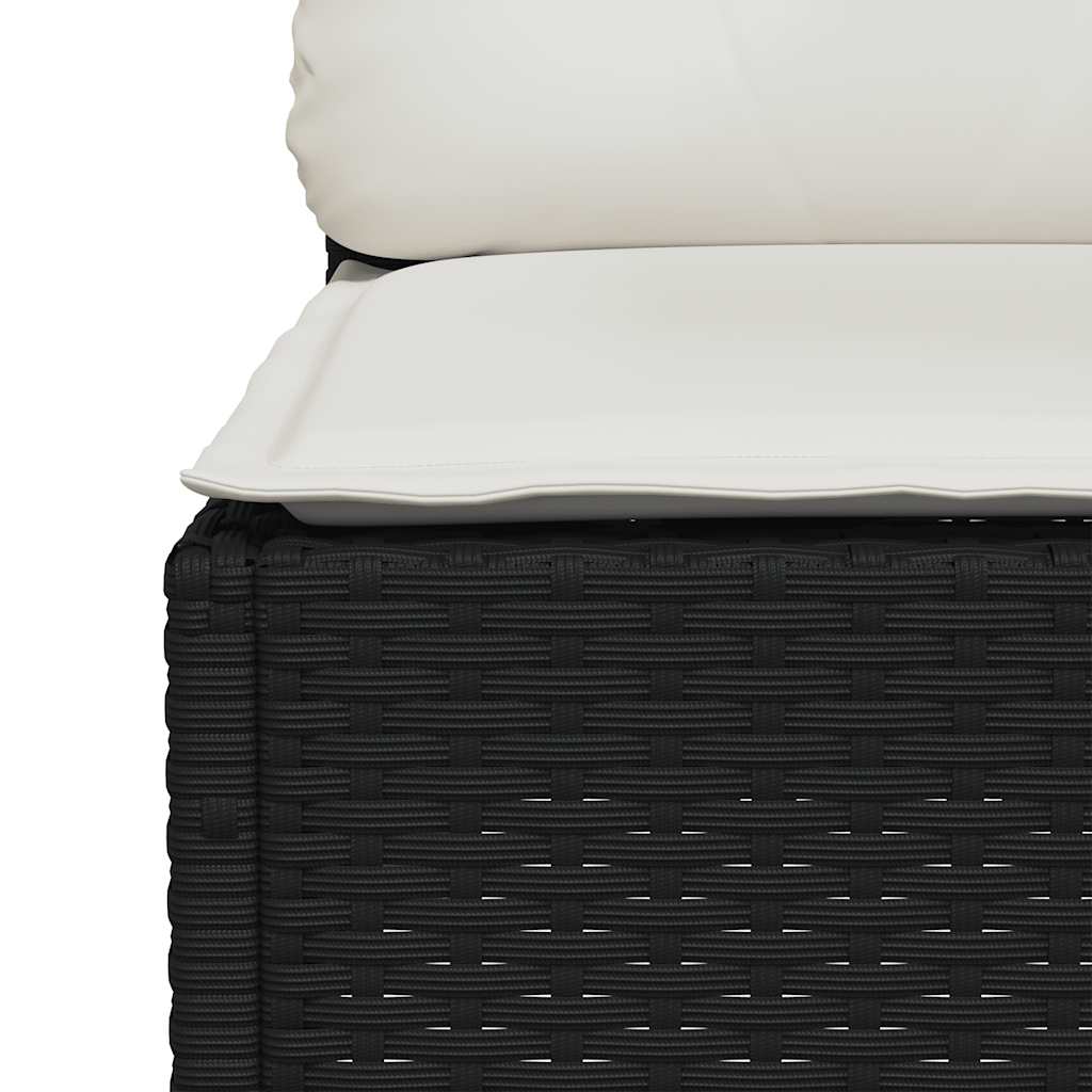8 részes fekete polyrattan kerti ülőgarnitúra párnákkal 6