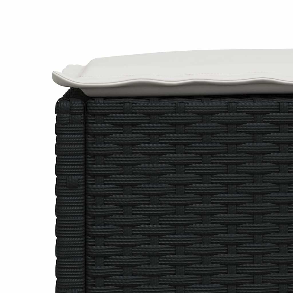 8 részes fekete polyrattan kerti ülőgarnitúra párnákkal 7