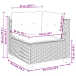 8 részes fekete polyrattan kerti ülőgarnitúra párnákkal 10