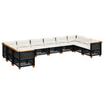 10 részes fekete polyrattan kerti ülőgarnitúra párnákkal 2