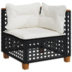 10 részes fekete polyrattan kerti ülőgarnitúra párnákkal 3