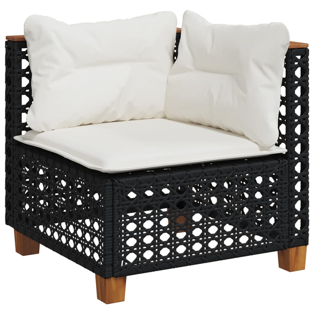 10 részes fekete polyrattan kerti ülőgarnitúra párnákkal 3