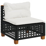 10 részes fekete polyrattan kerti ülőgarnitúra párnákkal 4
