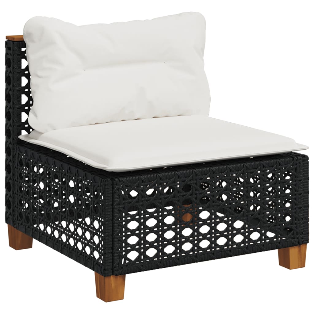 10 részes fekete polyrattan kerti ülőgarnitúra párnákkal 4