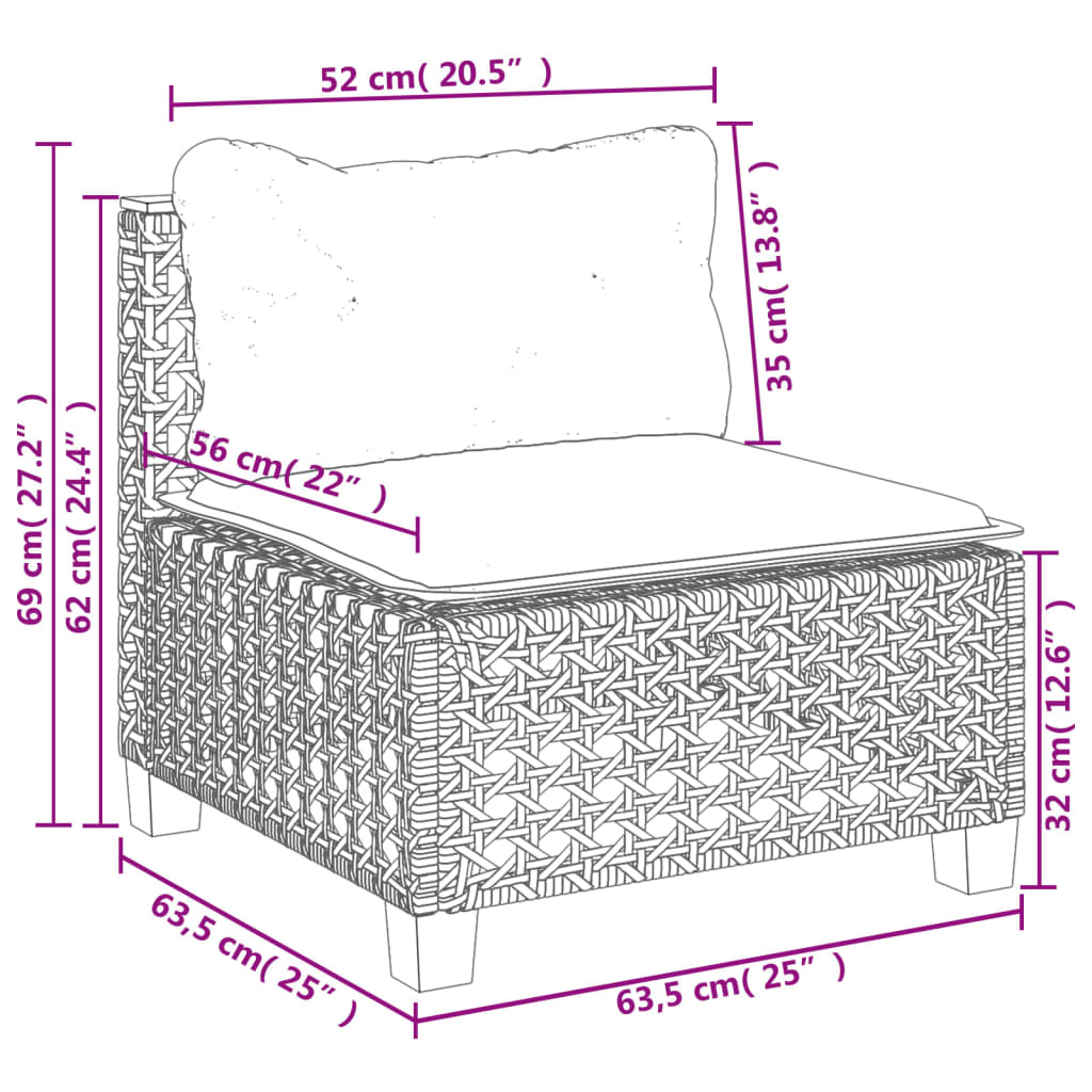 10 részes fekete polyrattan kerti ülőgarnitúra párnákkal 9