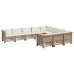 10 részes bézs polyrattan kerti ülőgarnitúra párnával 2