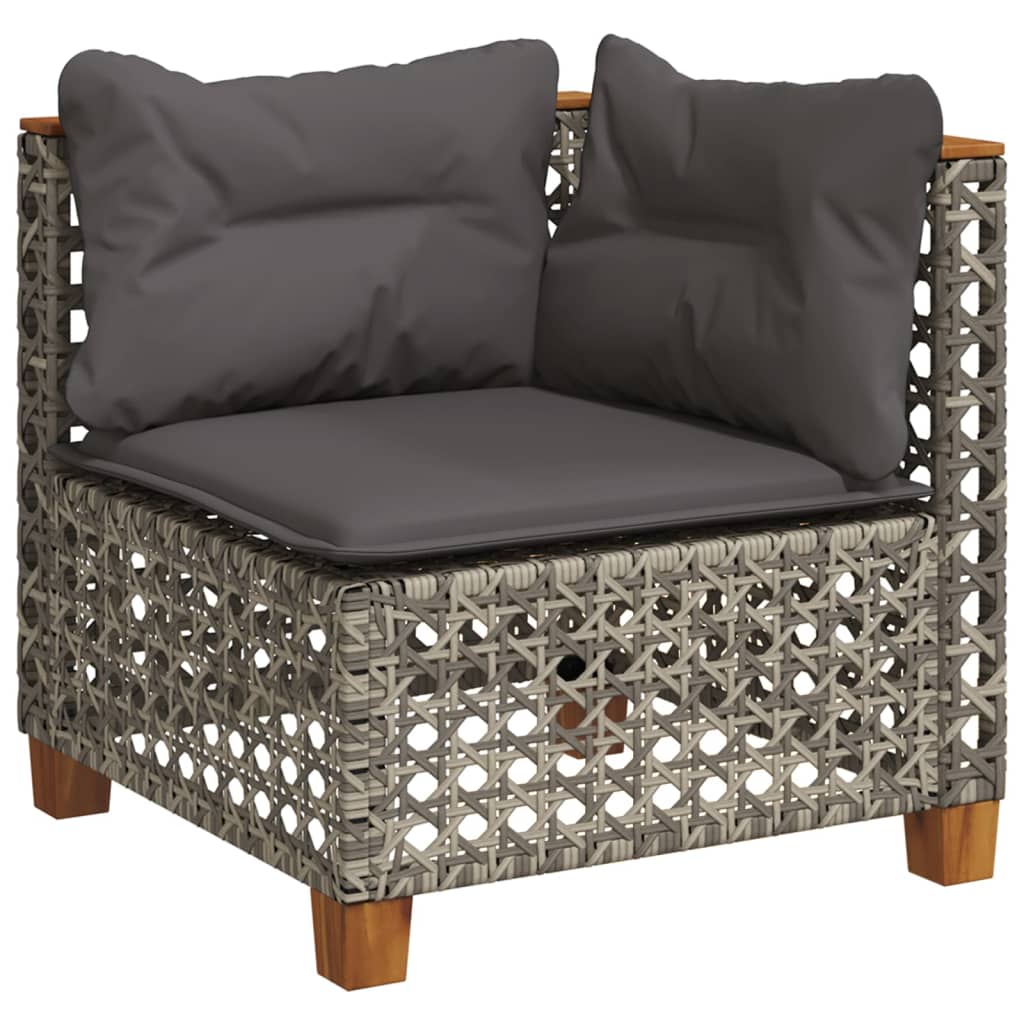 11 részes szürke polyrattan kerti ülőgarnitúra párnákkal 4