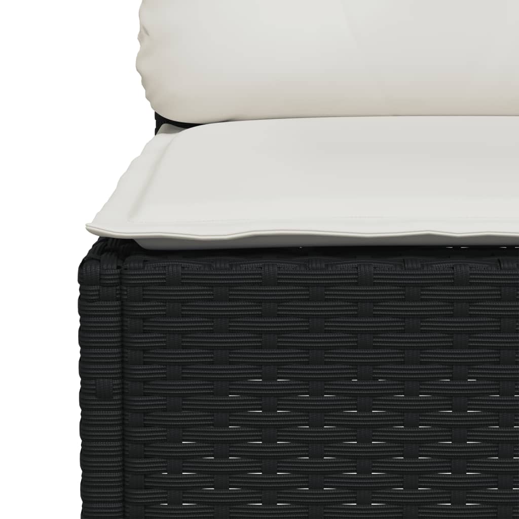 10 részes fekete polyrattan kerti ülőgarnitúra párnákkal 5