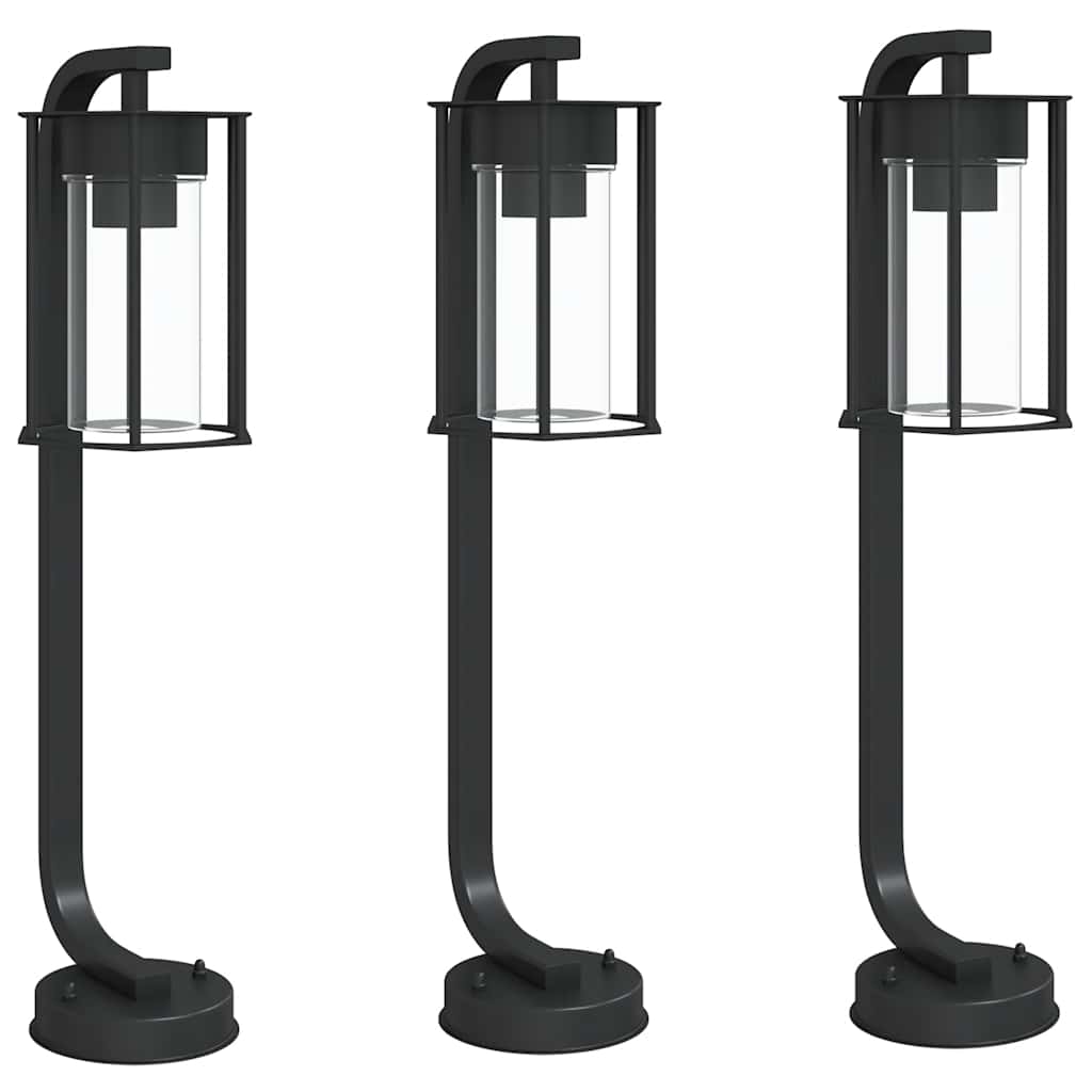 3 db fekete rozsdamentes acél kültéri állólámpa 60 cm 2