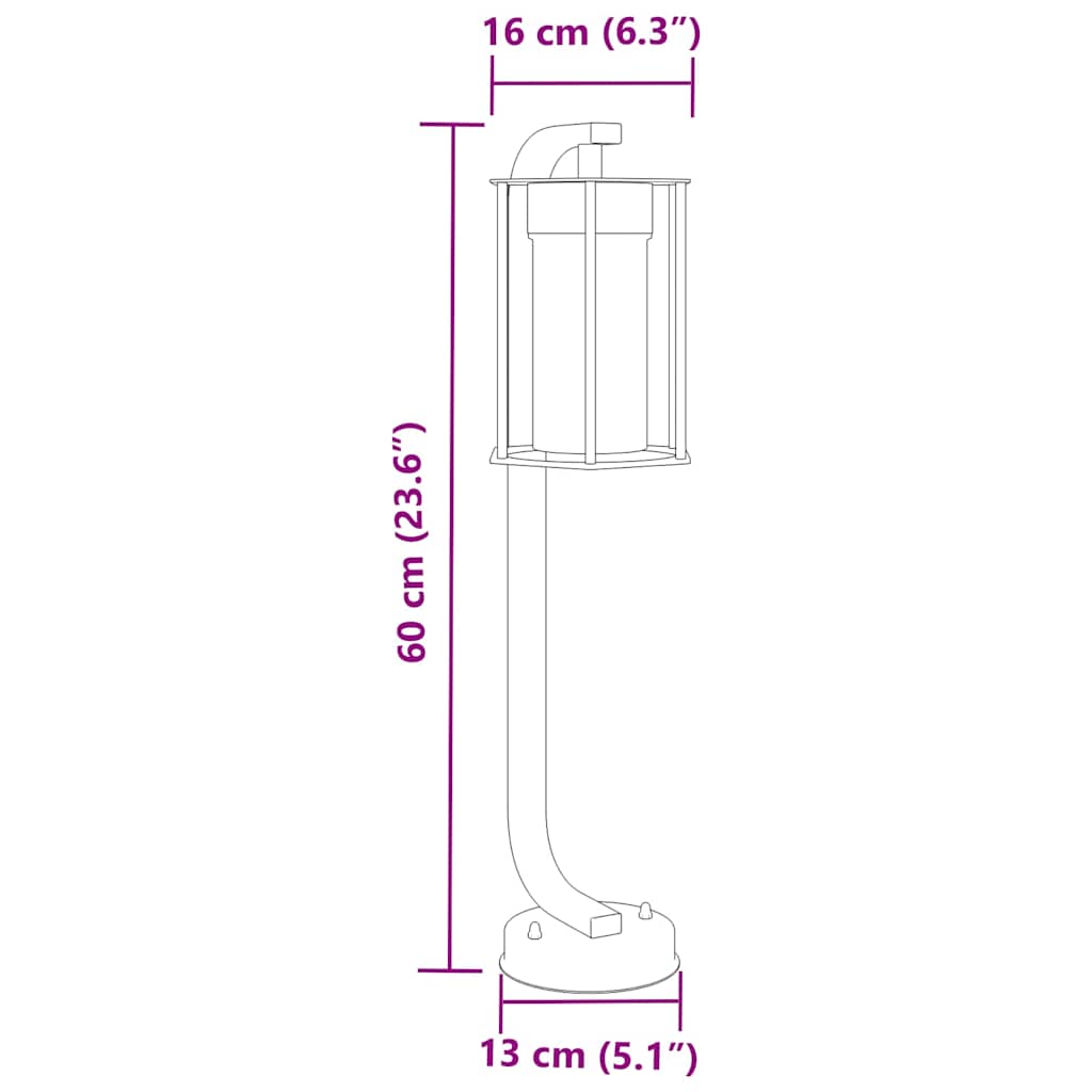 3 db fekete rozsdamentes acél kültéri állólámpa 60 cm 7