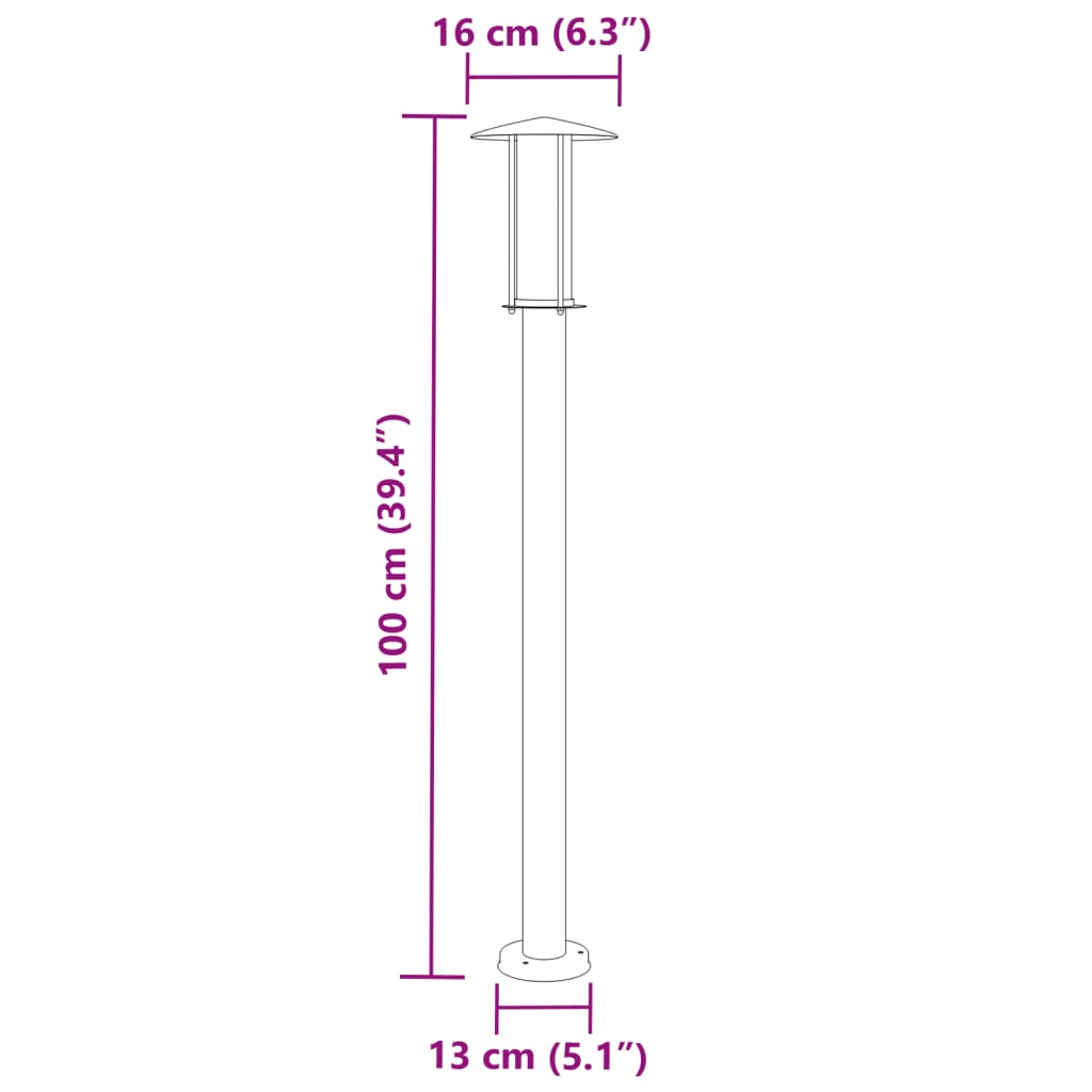 3 db ezüstszínű rozsdamentes acél kültéri állólámpa 100 cm 7