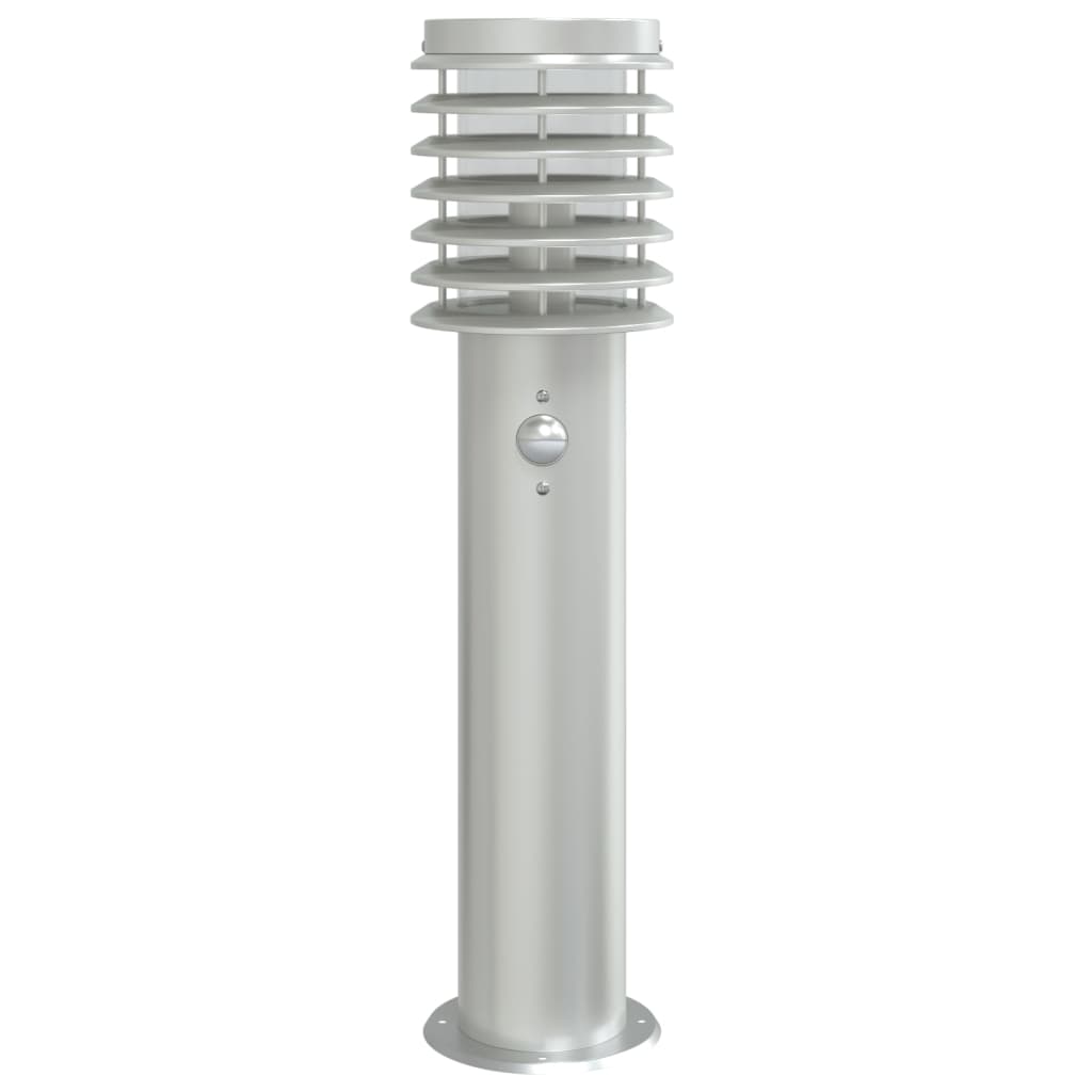 Ezüst rozsdamentes acél kültéri állólámpa érzékelővel 60 cm 4