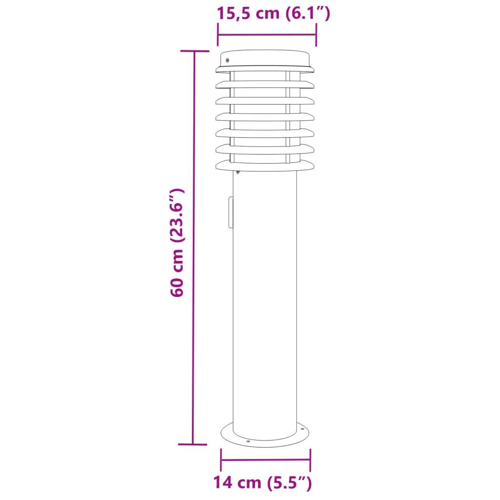 3 db fekete rozsdamentes acél kültéri állólámpa aljzattal 60 cm 7