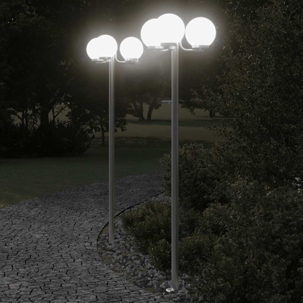 2 db ezüstszínű rozsdamentes acél kültéri állólámpa 215 cm 3