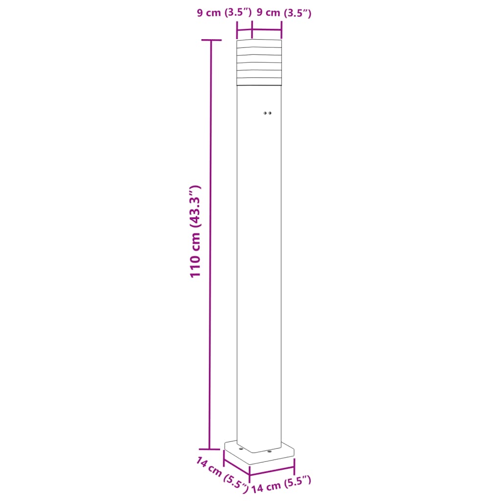 Fekete alumínium kültéri állólámpa aljzattal 110 cm 7