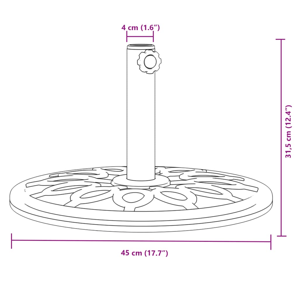 Kerek napernyőtalp rúdhoz Ø38 / 48 mm 12 kg 8