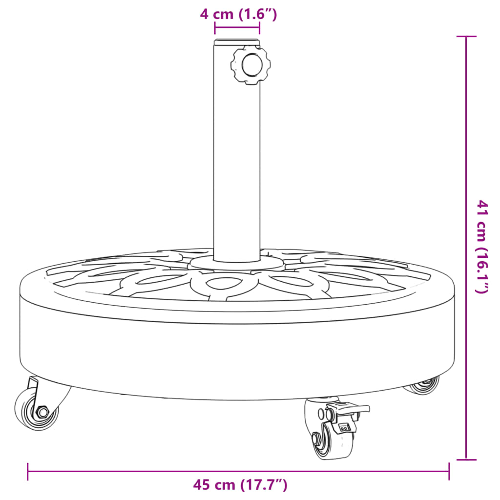 Görgős kerek napernyőtalp rúdhoz Ø38 / 48 mm 27 kg 8