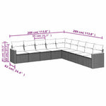 9 részes fekete polyrattan kerti ülőgarnitúra párnákkal 3