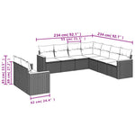 9 részes szürke polyrattan kerti ülőgarnitúra párnákkal 3