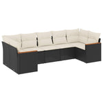 7 részes fekete polyrattan kerti ülőgarnitúra párnával 2