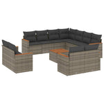 12 részes szürke polyrattan kerti ülőgarnitúra párnákkal 2