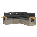 5 részes szürke polyrattan kerti ülőgarnitúra párnákkal 2
