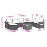 9 részes szürke polyrattan kerti ülőgarnitúra párnákkal 3