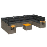 11 részes szürke polyrattan kerti ülőgarnitúra párnákkal 2