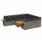 11 részes szürke polyrattan kerti ülőgarnitúra párnákkal 2