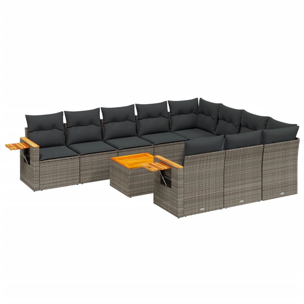 11 részes szürke polyrattan kerti ülőgarnitúra párnákkal 2