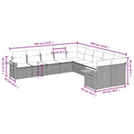10 részes szürke polyrattan kerti ülőgarnitúra párnákkal 3