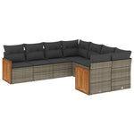8 részes szürke polyrattan kerti ülőgarnitúra párnákkal 2