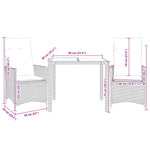 3 részes fekete polyrattan bisztrógarnitúra párnával 7