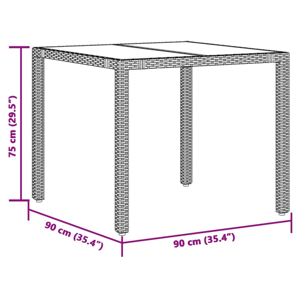 3 részes fekete polyrattan bisztrógarnitúra párnával 9