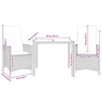 3 részes szürke polyrattan bisztrógarnitúra párnákkal 7