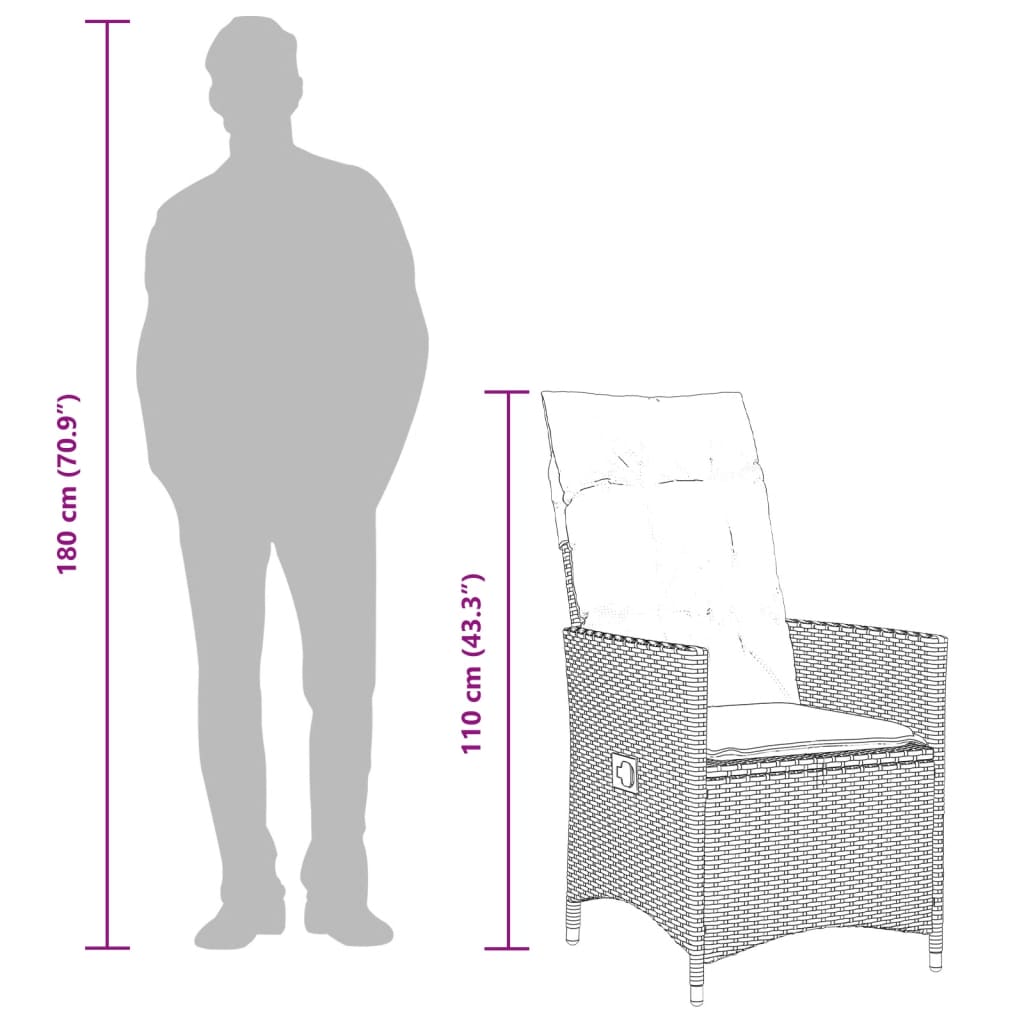 3 részes szürke polyrattan bisztrógarnitúra párnákkal 10