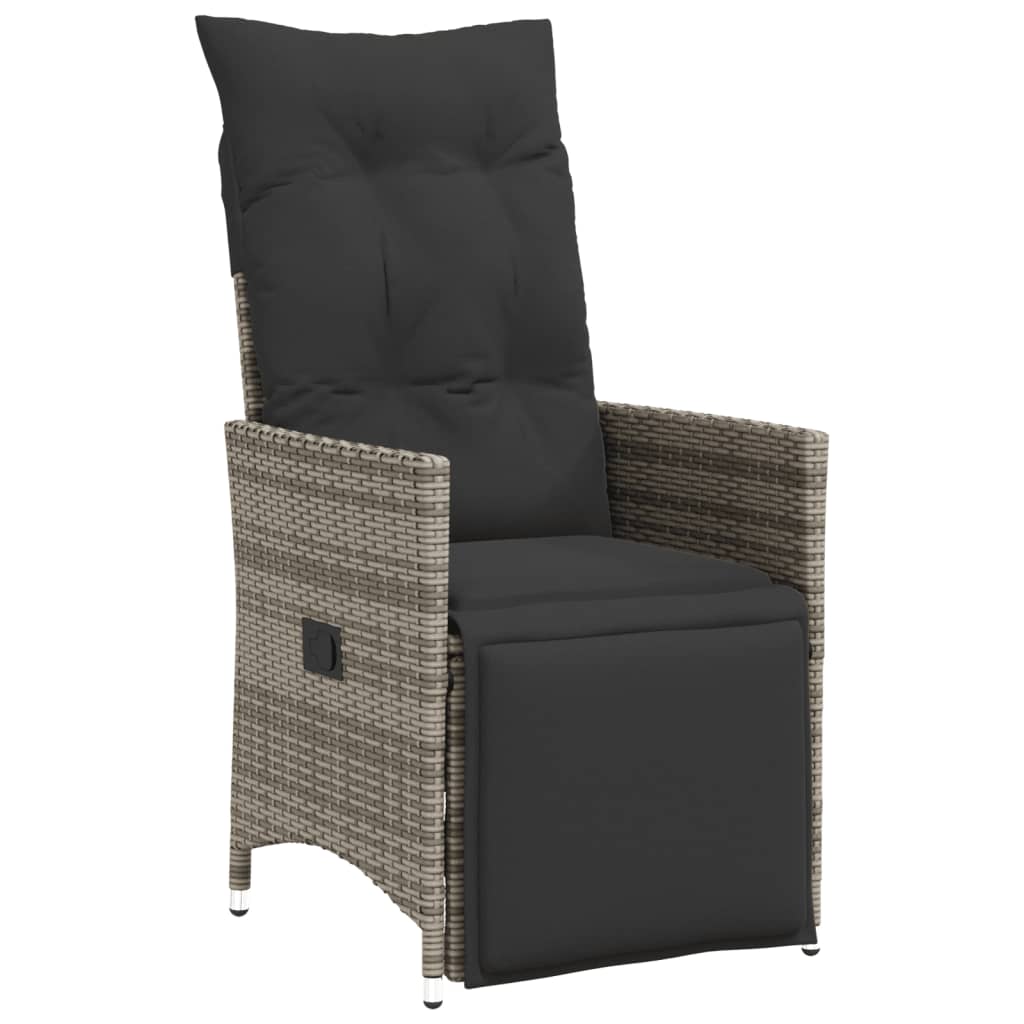 5 részes szürke polyrattan kerti étkezőgarnitúra párnával 3