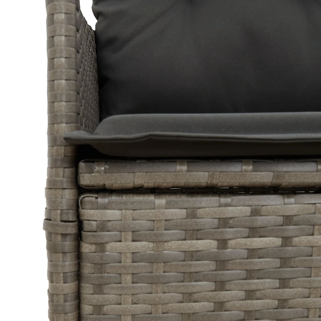5 részes szürke polyrattan kerti étkezőgarnitúra párnával 6