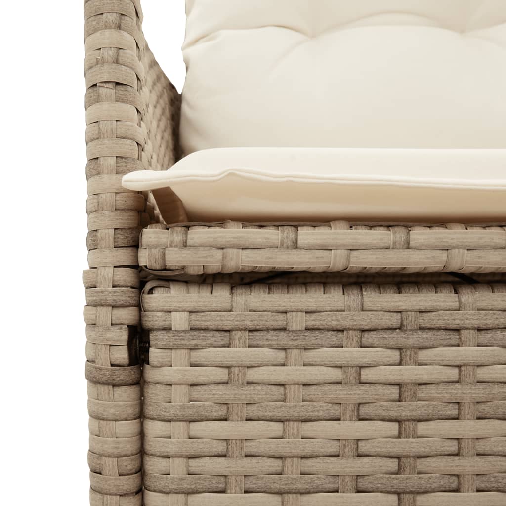 9 részes bézs polyrattan kerti étkezőgarnitúra párnákkal 8